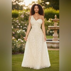 “All of The Stars” Fashion Nova Cream Tulle Maxi Dress NWT SX XL